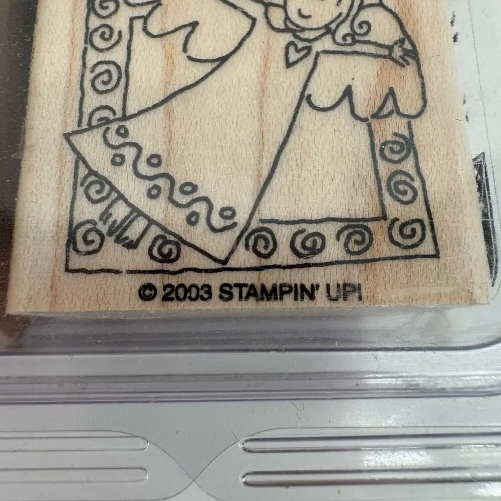 Stampin' Up! Very Merry 2003 Retired Vintage Wood Stamp Set Tree Snowman Angel
